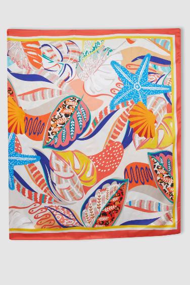 Kadın Desenli Saten Uzun Pareo