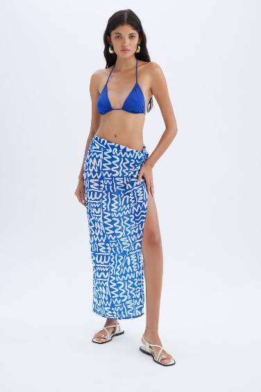 Fall in Love Patterned Slit Beach Skirt