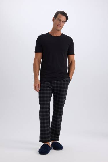 Pantalon de pyjama long à poches à carreaux, coupe régulière