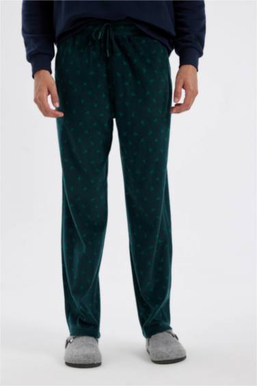 Yılbaşı Temalı Desenli Cepli Polar Pijama Altı