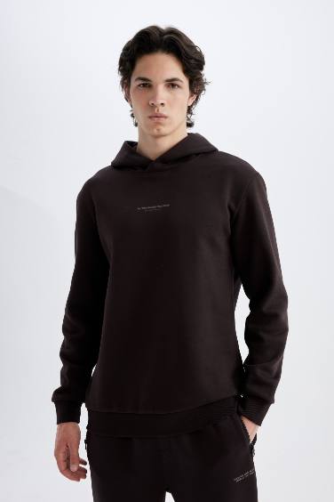 Regular Fit Kapüşonlu Baskılı Sweatshirt