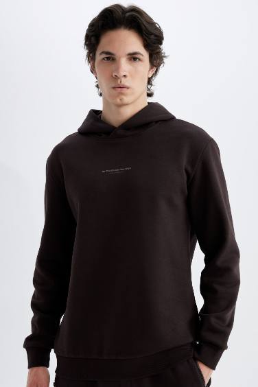 Regular Fit Hooded Printed Sweatshirt