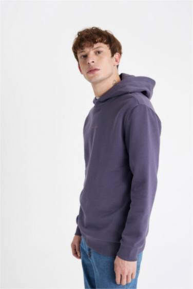 Regular Fıt Kapüşonlu Baskılı Sweatshirt