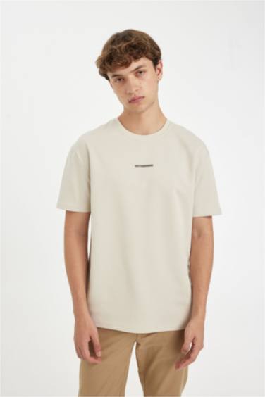 Regular Fit Crew Neck Printed Heavy Fabric T-Shirt