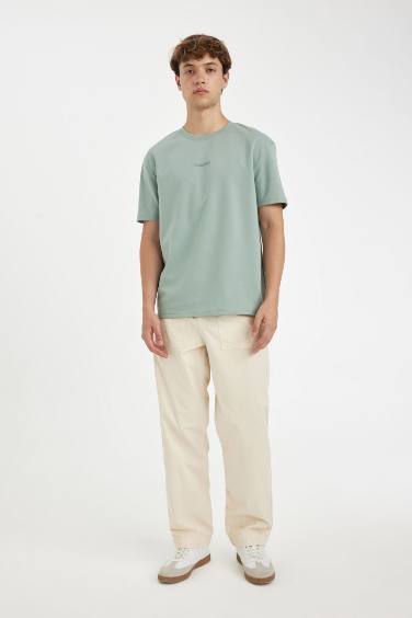 Regular Fit Crew Neck Printed Heavy Fabric T-Shirt