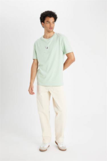 Regular Fit Crew Neck Printed Cotton T-Shirt