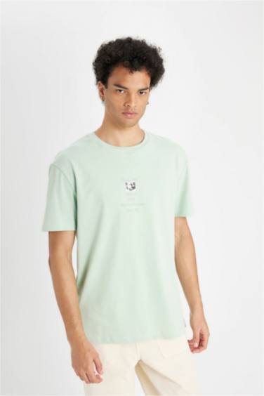 Regular Fit Crew Neck Printed Cotton T-Shirt