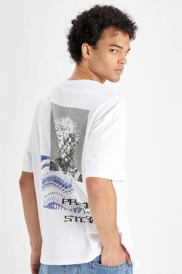 Oversize Fit Crew Neck Back Printed T-Shirt