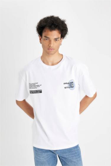 Oversize Fit Crew Neck Back Printed T-Shirt