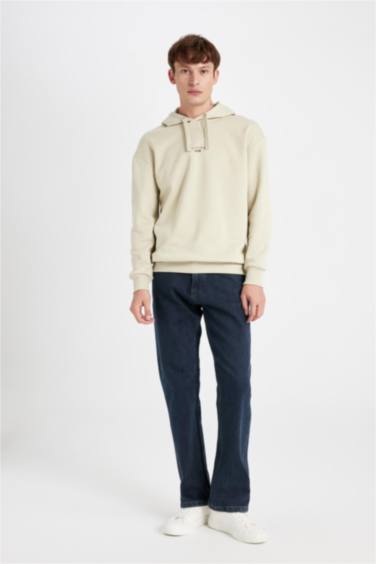 Boxy Fit Kapüşonlu Sırt Baskılı Sweatshirt