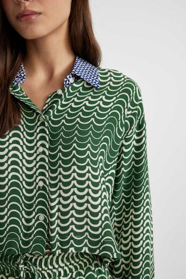 Chemise Court Manches Longues à Motifs