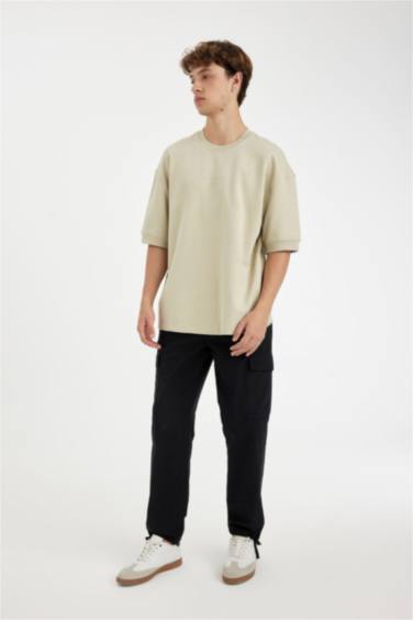 Loose Fit Crew Neck Printed Heavy Fabric Cotton T-Shirt