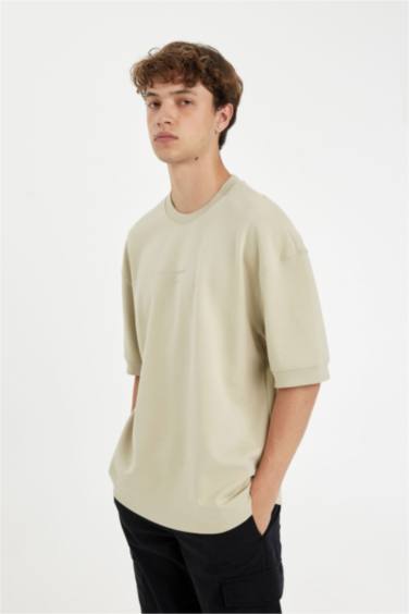 Loose Fit Crew Neck Printed Heavy Fabric Cotton T-Shirt