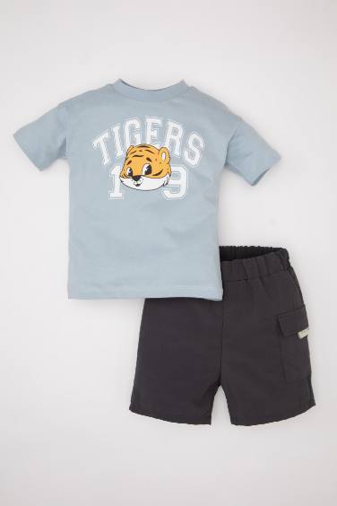 Baby Boy Tiger Printed T-Shirt Shorts 2 Piece Set