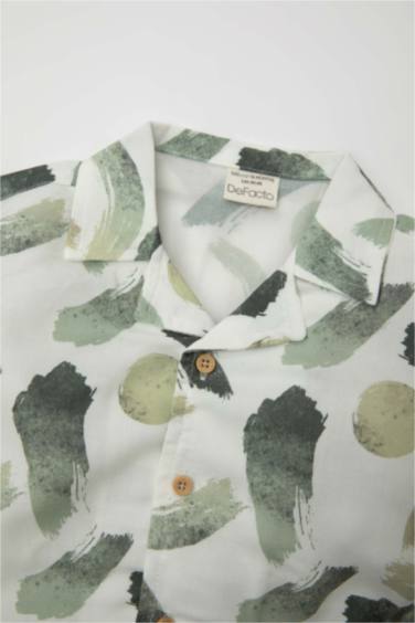 طقم اولادي شورت وقميص بوبلين قصة عادية - قطعتين