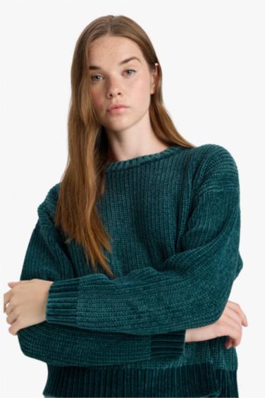 Regular Fit Bisiklet Yaka Şönil Kazak