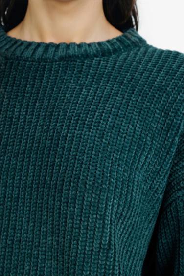 қалыпты пішім дөңгелек жаға шениль көрінісі Пулловер