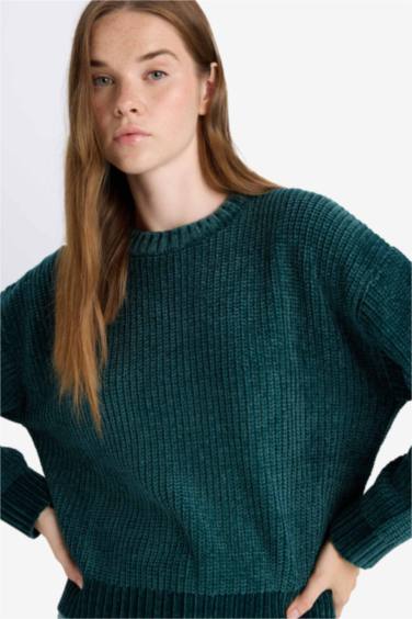 Regular Fit Bisiklet Yaka Şönil Kazak