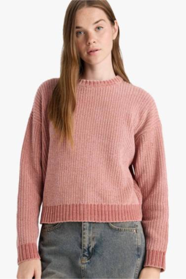 Regular Fit Bisiklet Yaka Şönil Kazak