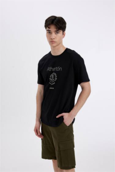 Regular Fit Crew Neck Printed Short Sleeve T-Shirt