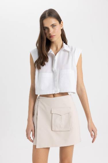 Gabardine High Waist Short Leg Shorts
