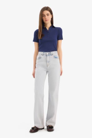 поло жаға тоқылған Қысқа Жеңді Поло Футболка