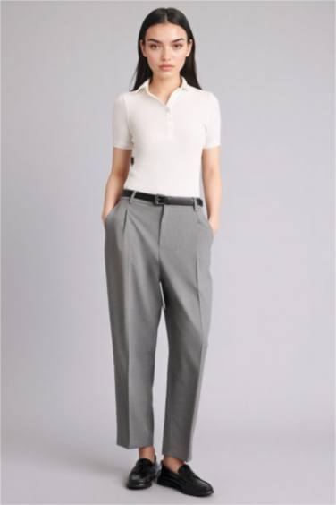 Slım Fıt Polo Yaka Fitilli Kaşkorse Tişört - Görsel 2