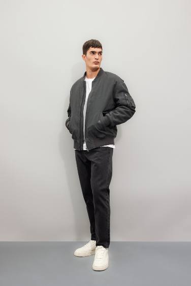 %100 Pamuk Oversize Geniş Kalıp Bomber Kolej Yaka Fermuarlı Cepli Soluk Efektli Mevsimlik Mont Ceket