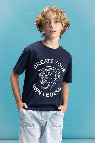 Boy Crew Neck Color Changing Printed T-Shirt