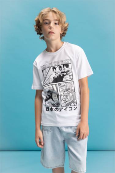 Boy Crew Neck Color Changing Printed T-Shirt