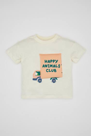 Baby Boy Crew Neck Vehicle Printed T-Shirt