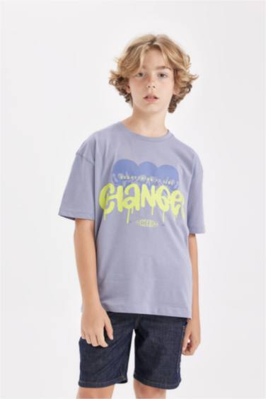 Boy Oversize Fit Crew Neck Printed T-Shirt