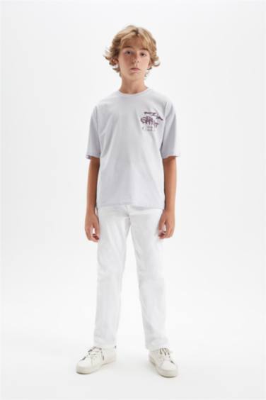 T-Shirt Oversize À Manches Courtes Imprimé Col Ras Du Cou Garçon