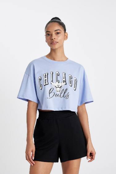 NBA Chicago Bulls Лицензиялық дөңгелек жаға Қысқа жеңді футболка