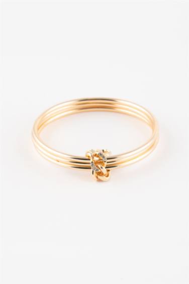 Woman Chain Detailed Stone Gold Bracelet