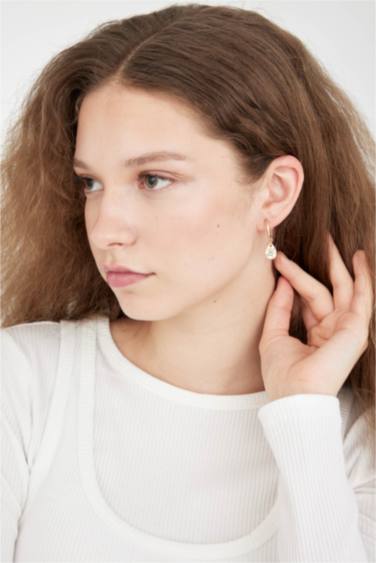 حلق حريمي ذهبي بحجر - 6 قطع