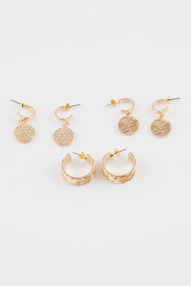 Woman 3 Piece Gold Earrings