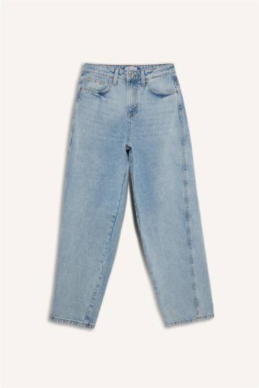 Carrot Fit High Waist Ankle Length Washed Jeans