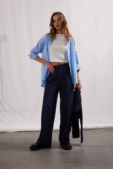 سروال واسع بخصر عالي