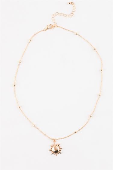 Kadın Güneş Detaylı Gold Kolye