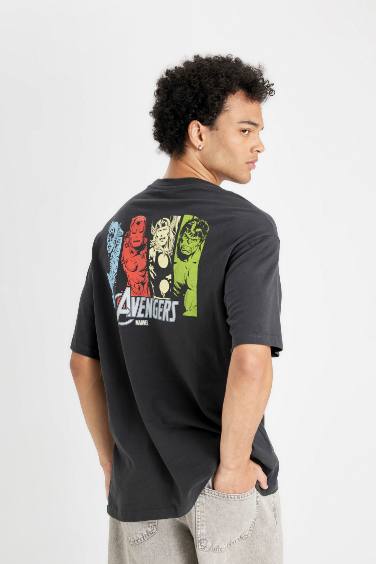 Marvel Avengers Boxy Fit Back Printed Cotton T-Shirt