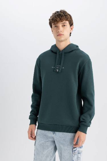 Vikings Valhalla Regular Fit Bağcıklı Kapüşonlu Yazı Baskılı Sweatshirt