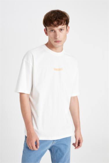 تي شيرت نص ردن اوفر سايز بياخة مستديرة