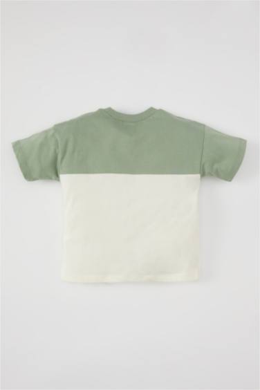 T-Shirt À Manches Courtes Bloc De Couleur Col Rond pour BéBé Garçon