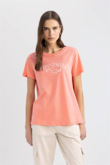 Regular Fit Crew Neck Printed Short Sleeve T-Shirt