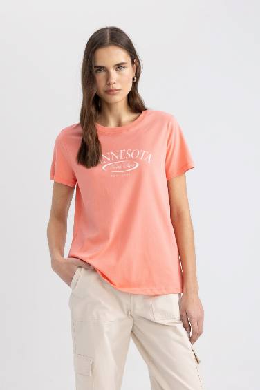 Regular Fit Crew Neck Printed Short Sleeve T-Shirt