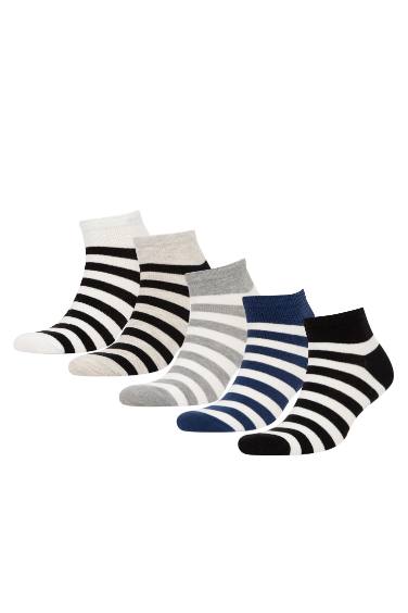 Lot de 5 paires de chaussettes courtes en coton rayées pour Homme