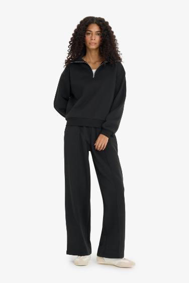 بنطرون ثقيل وايد ليج برجل واسع بجيب