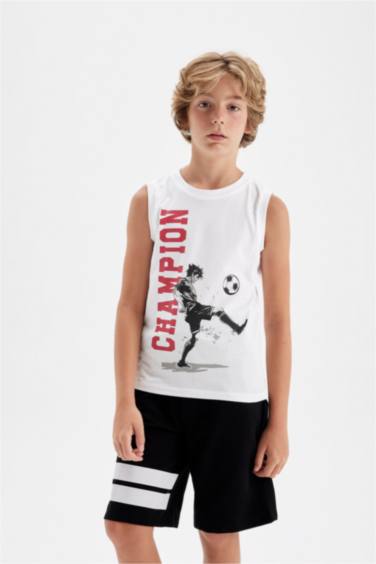 Boy Crew Neck Printed Sleeveless T-Shirt