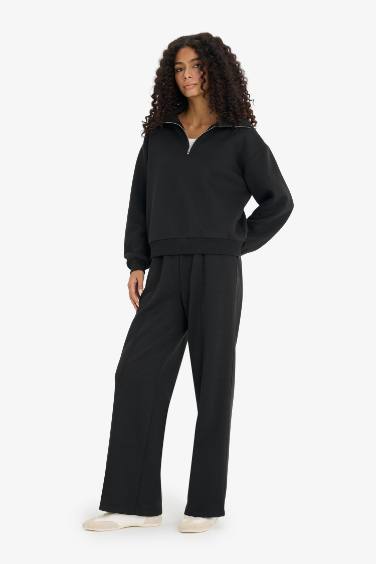 Sweatshirt en tissu épais à col polo Coupe régulière